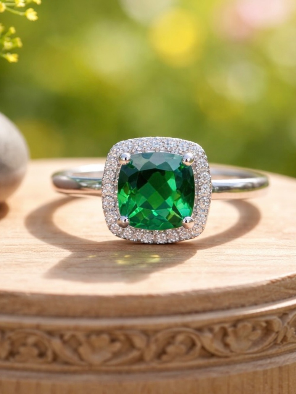 Handcrafted Gorgeous Emerald Ring Solid Sterling Silver 925 , May birthstone